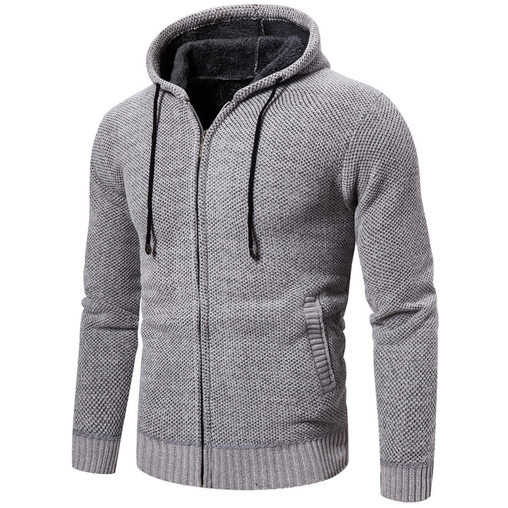 Thick Loose Casual Sweater Men's Cardigan Sweater Plus Fleece Hoodie Sweater - Super Amazing Store