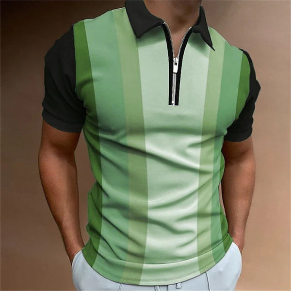 T-shirt Men's Striped Printed Top Q2