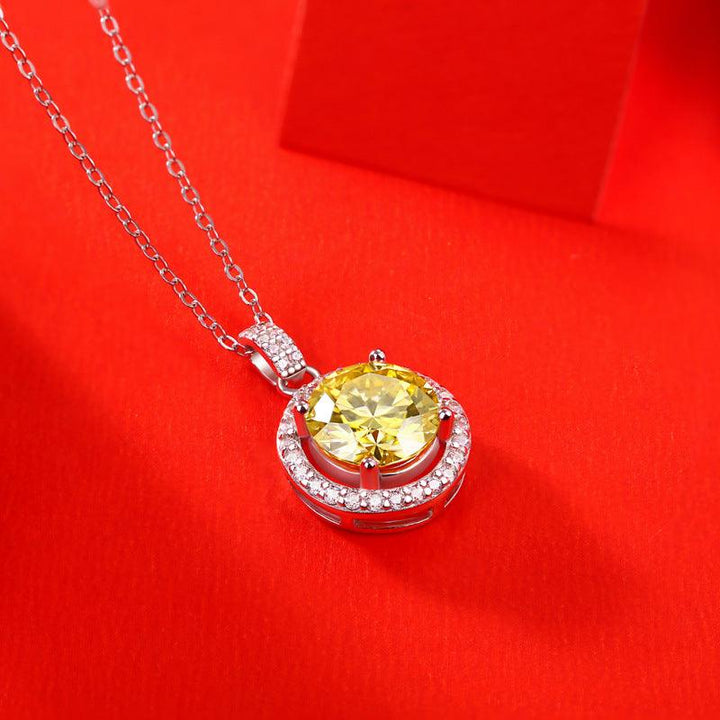 Round Cake Pendant Yellow Moissanite Necklace - Super Amazing Store