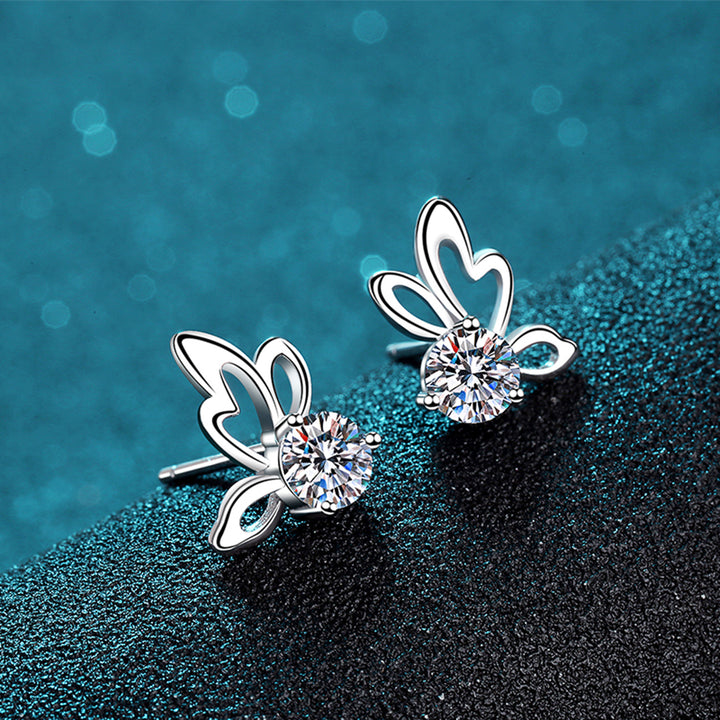 1 Carat Moissanite Butterfly Shape Earrings Trendsi