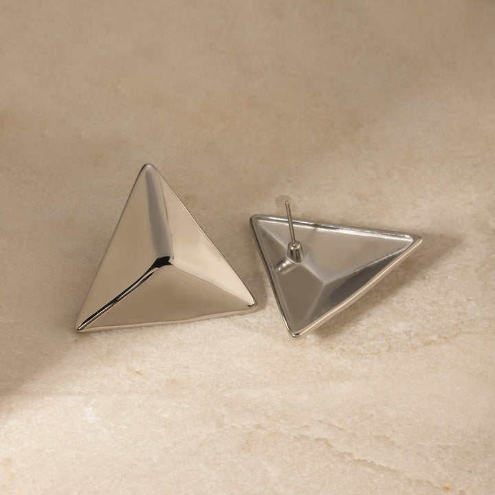 Stainless Steel 3D Triangle Earrings Trendsi