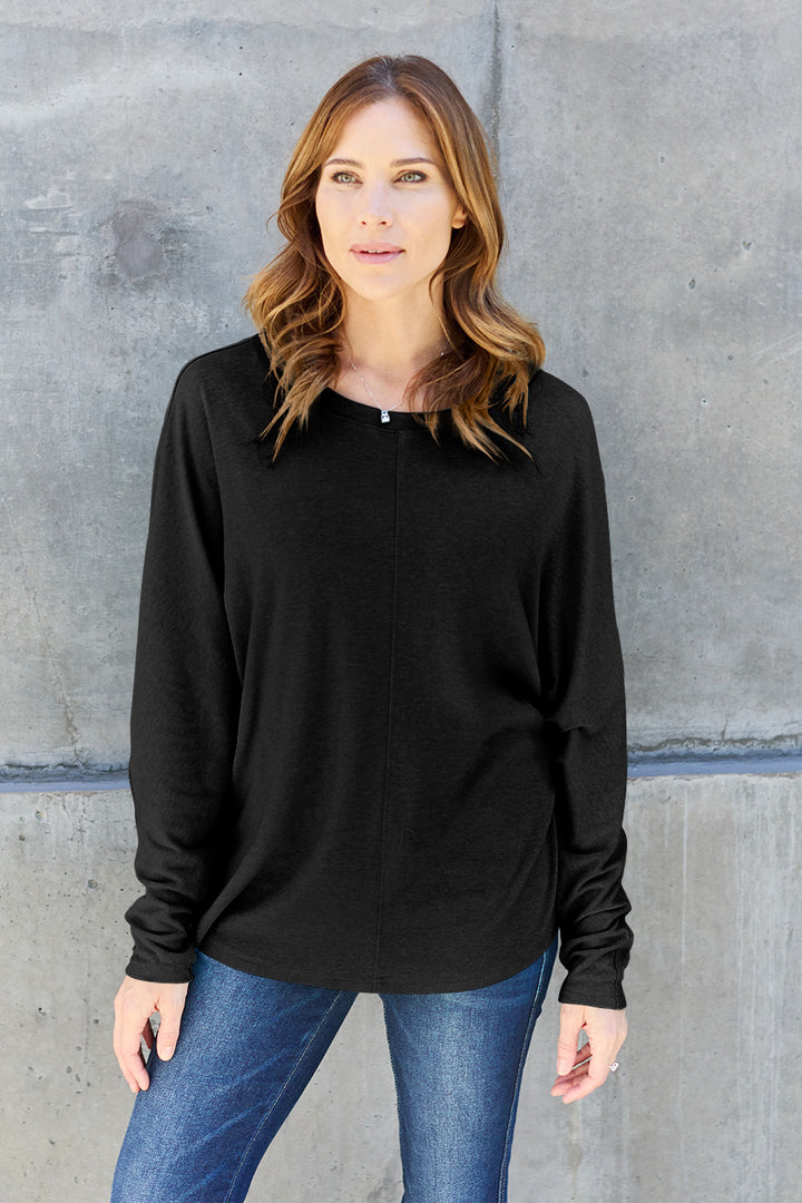 Double Take Full Size Round Neck Long Sleeve T-Shirt Trendsi