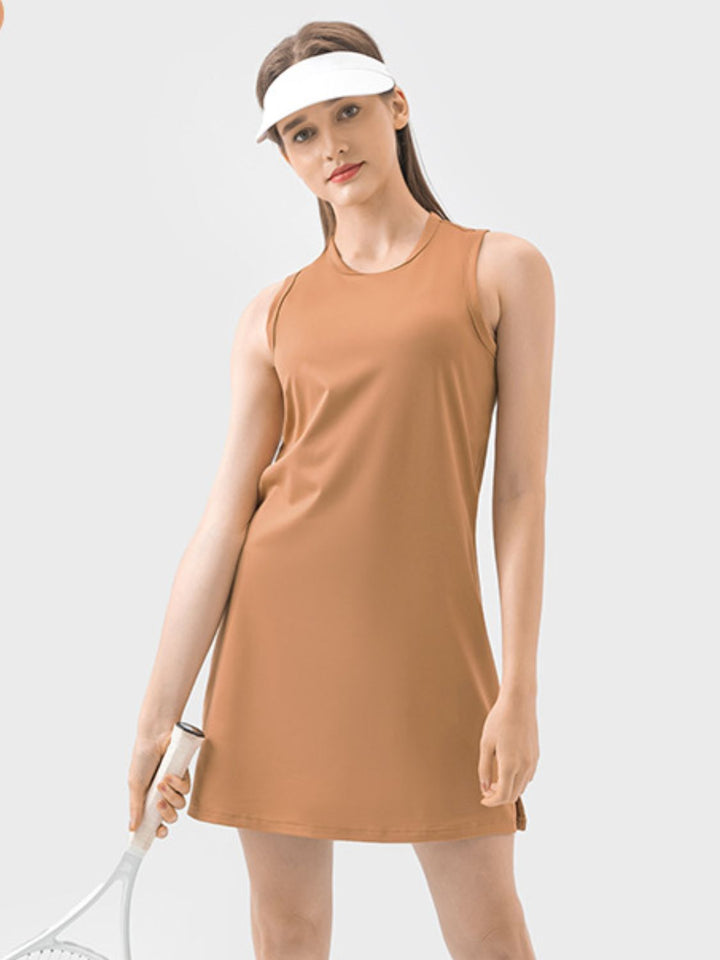 Round Neck Sleeveless Active Dress Trendsi