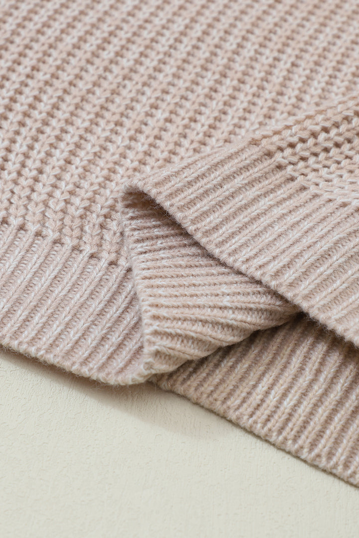 Cable-Knit Round Neck Dropped Shoulder Sweater Trendsi