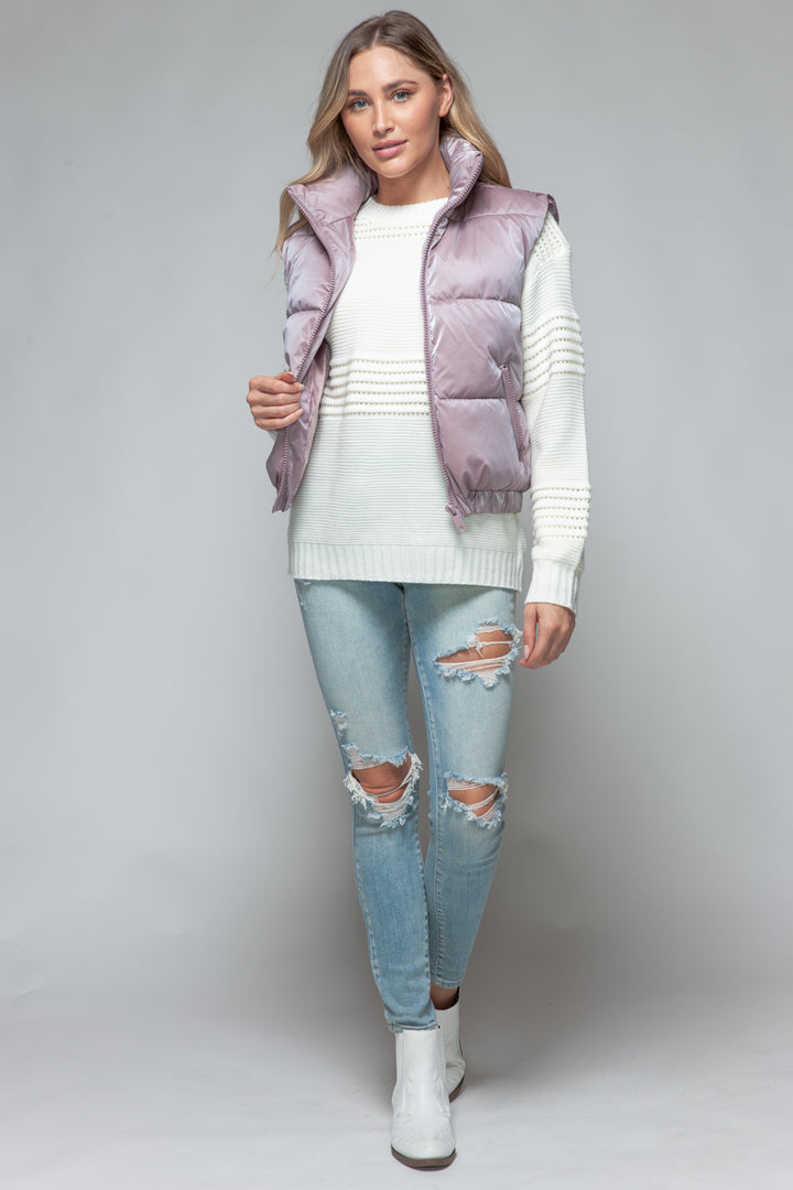 Snobbish Fine Fur Lining Quilted Vest Trendsi