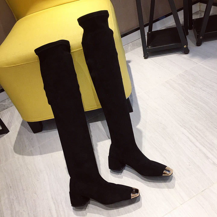 Boots Over The Knee Square Toe Thin Skinny Knight Boots - Super Amazing Store