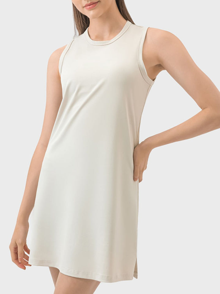 Round Neck Sleeveless Active Dress Trendsi