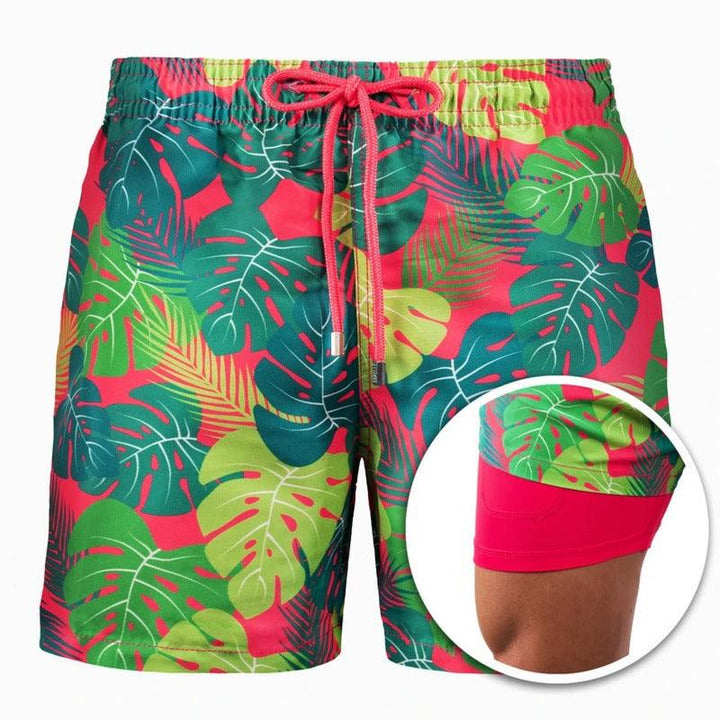 Men's Printed Beach Shorts Sports Double Layer Shorts Summer - Super Amazing Store