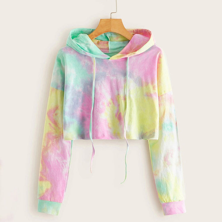 Crop Top Tie Dye Print Women's Sweatshirt - Super Amazing Store