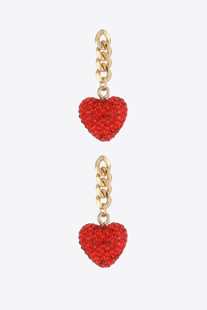 Rhinestone Heart Chain Drop Earrings Trendsi