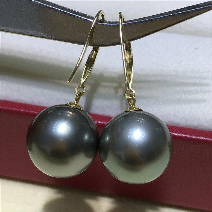 18K Thick Gold Black Pearl Drop Earrings - Super Amazing Store