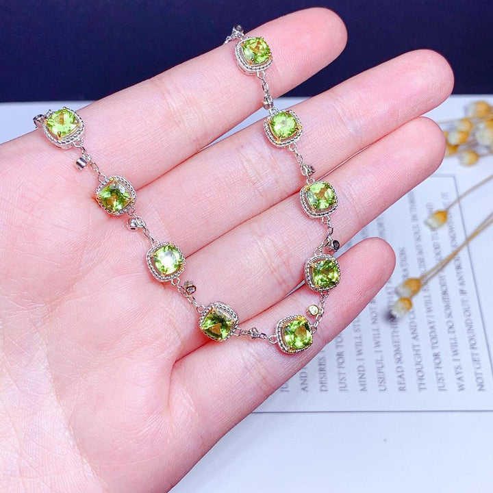 S925 Sterling Silver Natural Peridot Bracelet - Super Amazing Store
