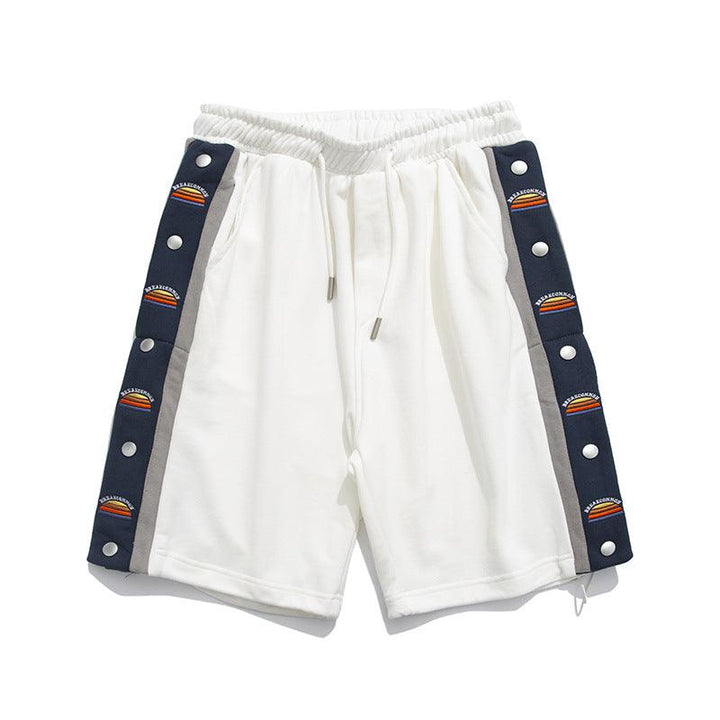 Colorblock Side-breasted Embroidery Casual Five-point Shorts Men - Super Amazing Store