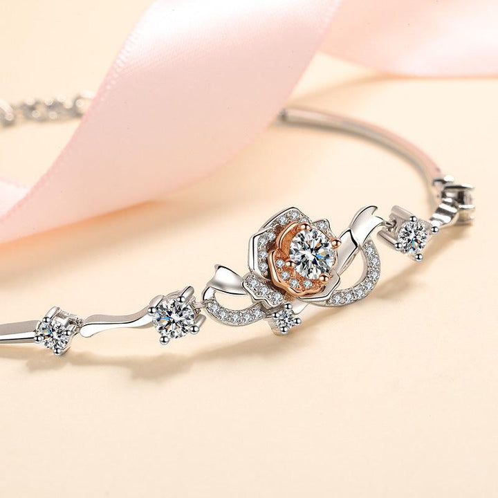 A Rose Bracelet Female S925 Silver Bracelet Inlaid Moissanite Bracelet - Super Amazing Store