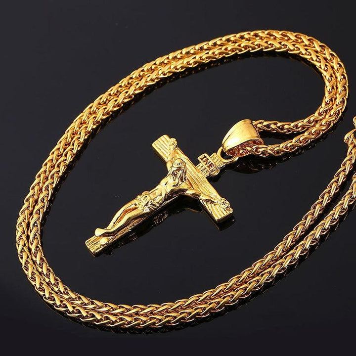 Cross Necklace For Men With Flower Basket 60cm Keel Chain - Super Amazing Store