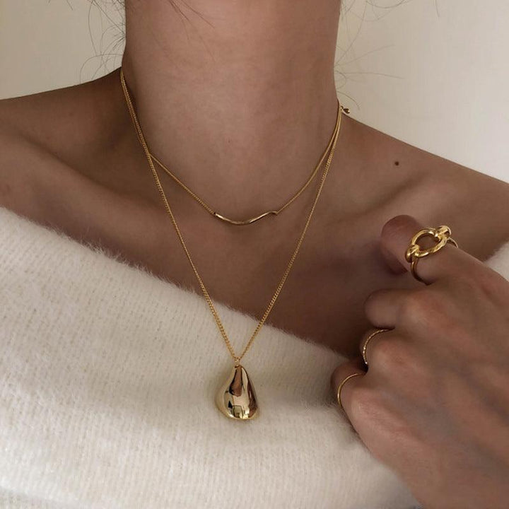 Irregular Pendants Cold Style Niche Geometric Double-layer Long Necklace - Super Amazing Store