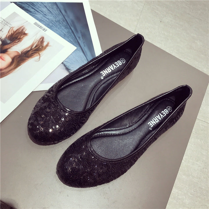 Flat Heel Comfortable Sequins Shiny Pumps Q2