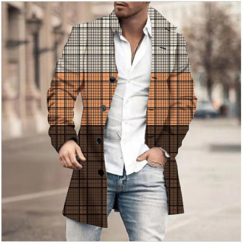 Men's Woolen Stand Collar Mid-length Casual Coat Q2