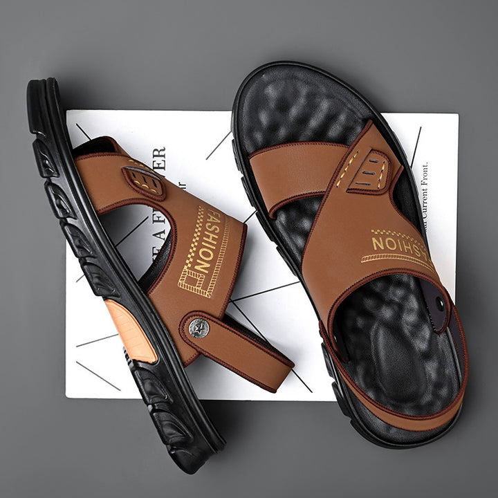 Men's Summer Soft Bottom Beach Cowhide Sandals Super Amazing Store