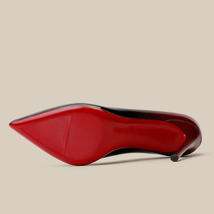 Patent Leather Black Red Gradient Color High Heels Niche Design Super Amazing Store