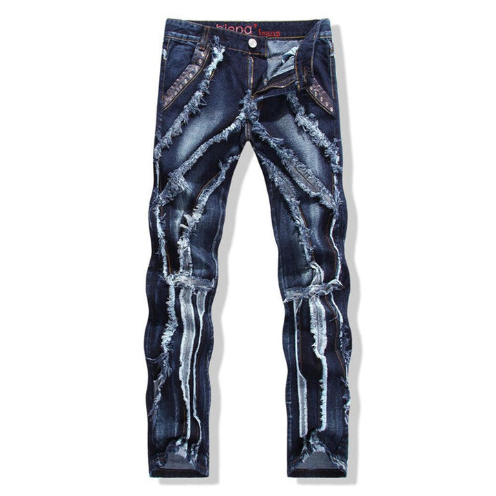 Panelled Statement Jeans Frayed Slim Fit - Super Amazing Store