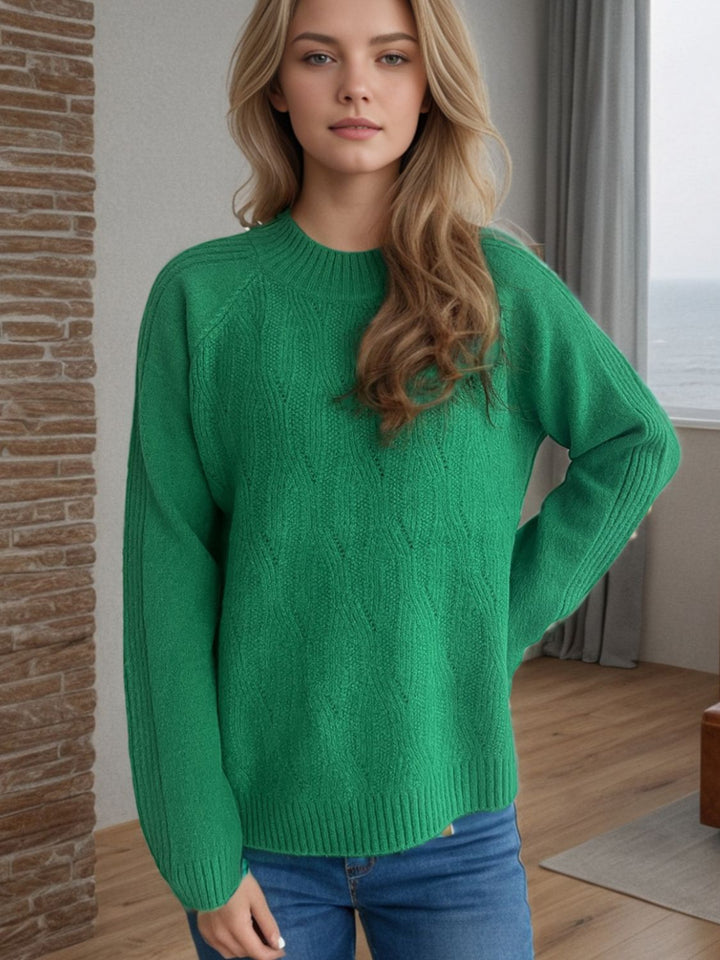 Mock Neck Long Sleeve Sweater Trendsi