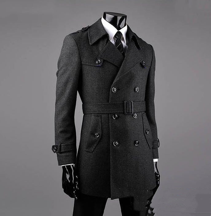 Young and Middle-aged Cashmere Coat Fat Casual Tweed Trench Coat Loose Q2