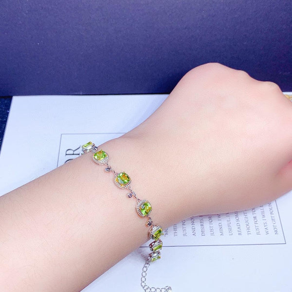 S925 Sterling Silver Natural Peridot Bracelet - Super Amazing Store