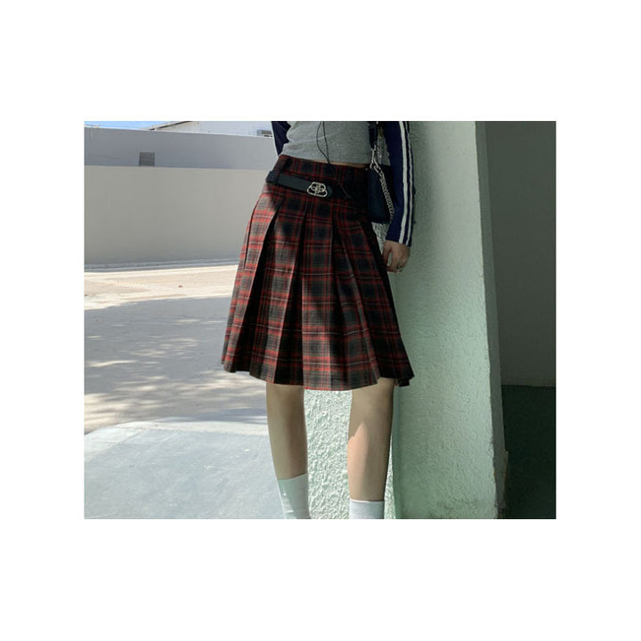 A- Line Plaid Skirt Women's High Waist Design Sense - Super Amazing Store