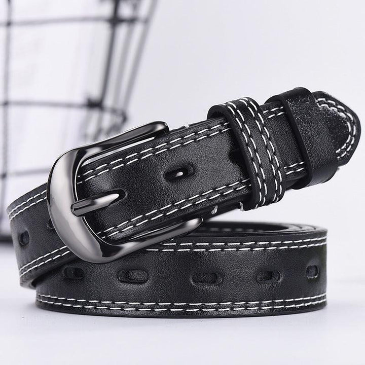 Two-line Men's And Women's Belts Young Students Hollow Out All-match Thin Trousers Belts Korean Denim Dress Belts - Super Amazing Store