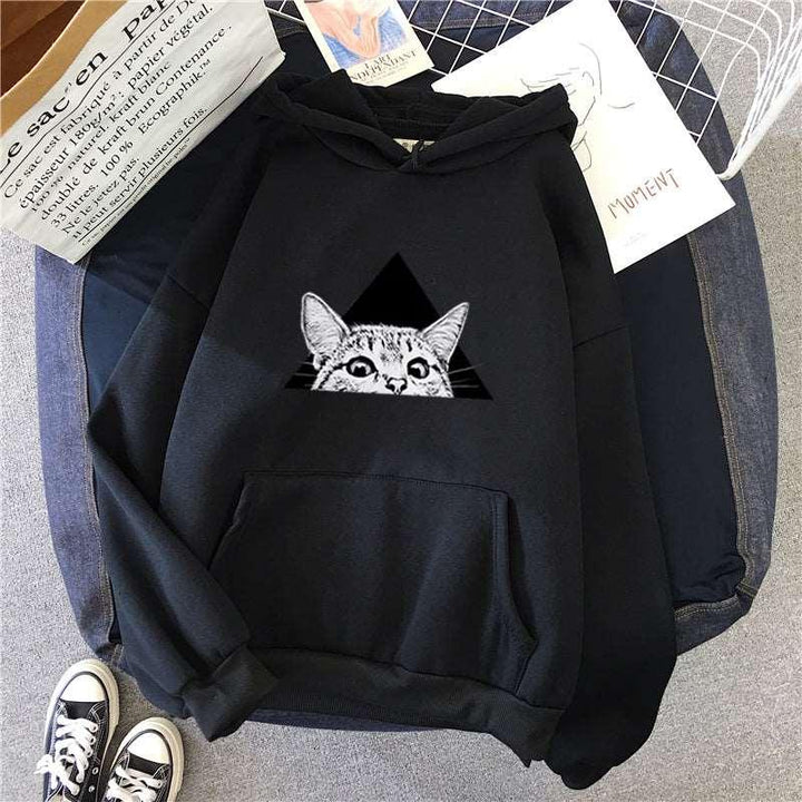 Aesthetic Women Wear pullover peeking Cat hoodie - Super Amazing Store