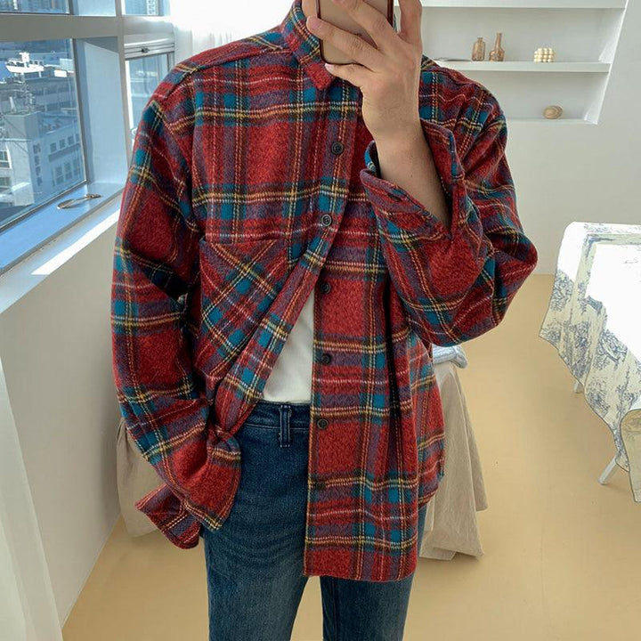 Trendy Cool Coat Long-sleeved Plaid Shirt - Super Amazing Store