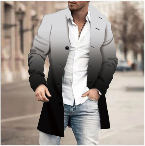 Men's Woolen Stand Collar Mid-length Casual Coat Q2