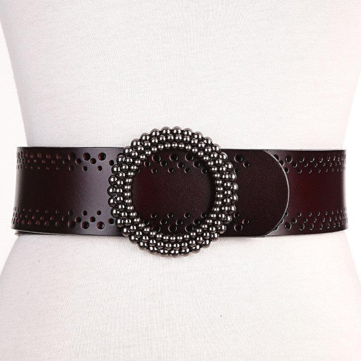 Green Women Belt No Hole Ladies Belts For Dresses Real Leather - Super Amazing Store