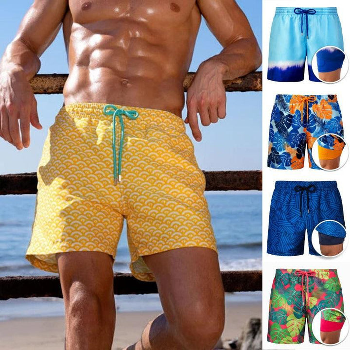 Men's Printed Beach Shorts Sports Double Layer Shorts Summer - Super Amazing Store