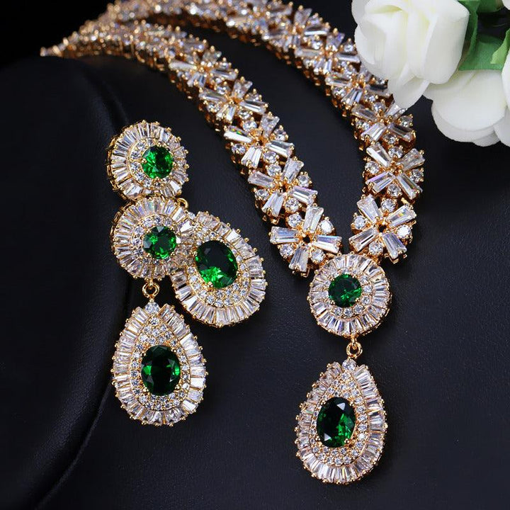 Two Piece Set Of Zircon Necklace Earrings - Super Amazing Store