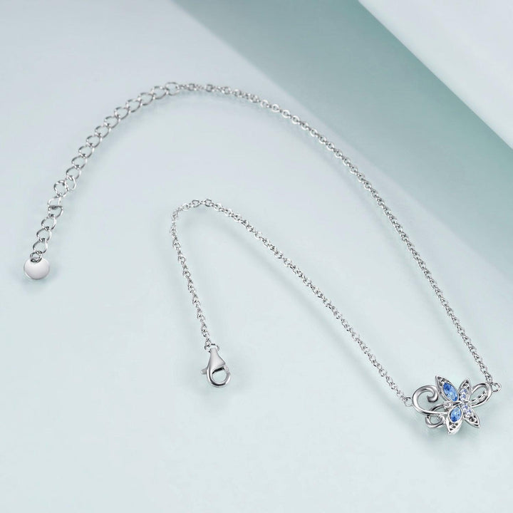 Sterling Silver Anklet with Elegant Crystal Blue Dragonfly - Super Amazing Store