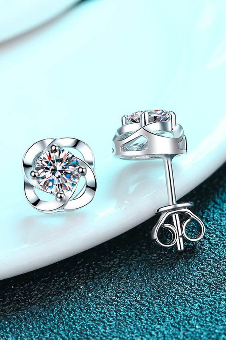 It's Your Day Moissanite Rhodium-Plated Stud Earrings Trendsi