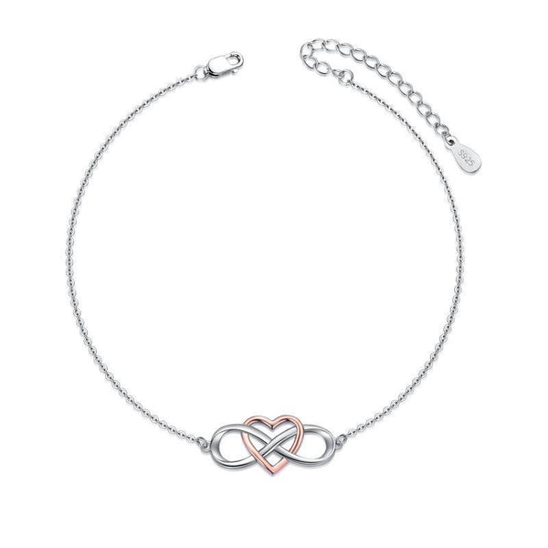 Sterling Silver Infinity Anklet with Heart Endless Love Jewelry - Super Amazing Store