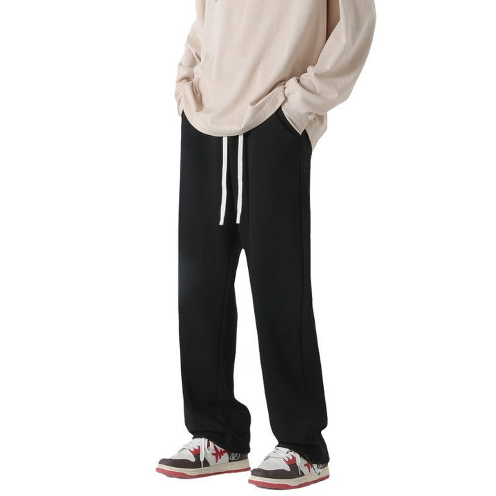 Autumn And Winter Straight Wide Leg Casual Trousers Drape Fleece-lined Thickening Exercise Q2