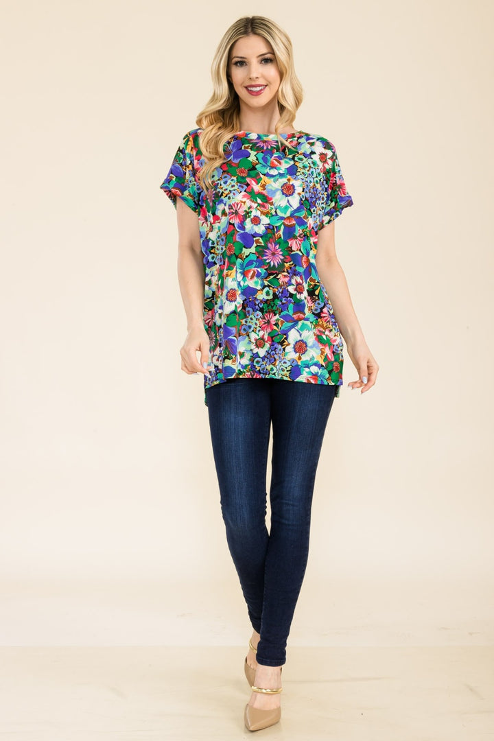 Celeste Full Size Round Neck Short Sleeve Floral T-Shirt Trendsi