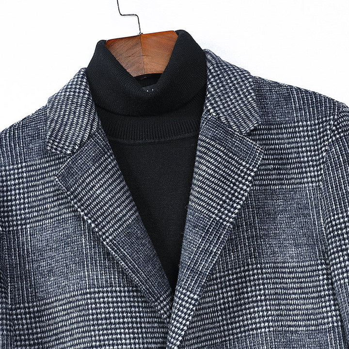 Men's Fashion Plaid Double-sided Woolen Coat Q2