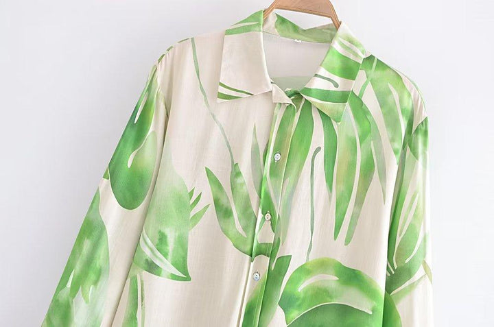 European And American Style Long Sleeve Tropical Print Shirt Women - Super Amazing Store