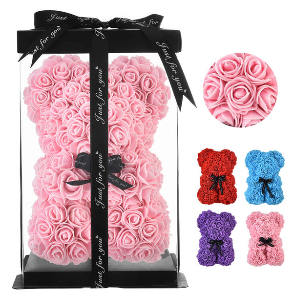 Valentine's Day Gift Rose Bear Eternal Flower Rose Teddy Bear PE Foam Bear 25cm Valentines Day - Super Amazing Store