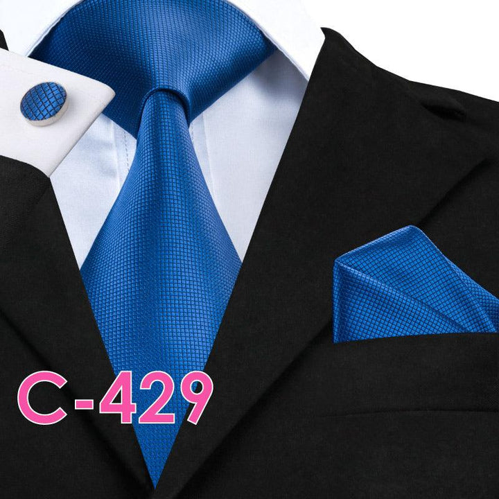 Solid Silk Mens Ties Neck Tie Set For Men Suits Tie Handker - Super Amazing Store