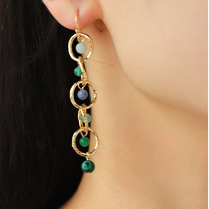 Beaded Alloy Dangle Earrings Trendsi