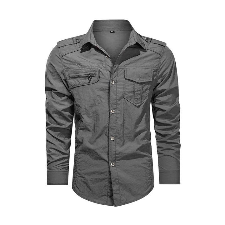 Men Shirt Outwear Military Thin Long Sleeve Shirts Quick-dry Solid Casual Fit Men Shirt - Super Amazing Store