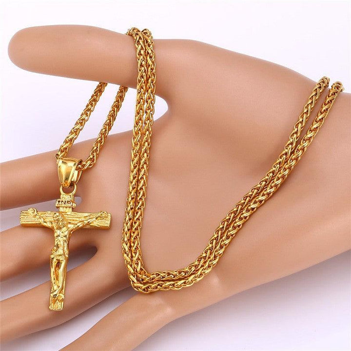 Cross Necklace For Men With Flower Basket 60cm Keel Chain - Super Amazing Store