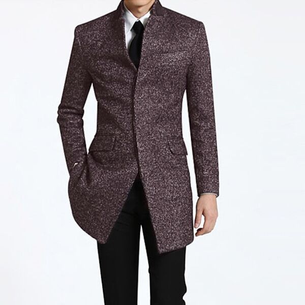 Business Casual Men's Woolen Single Breasted Coat Q2