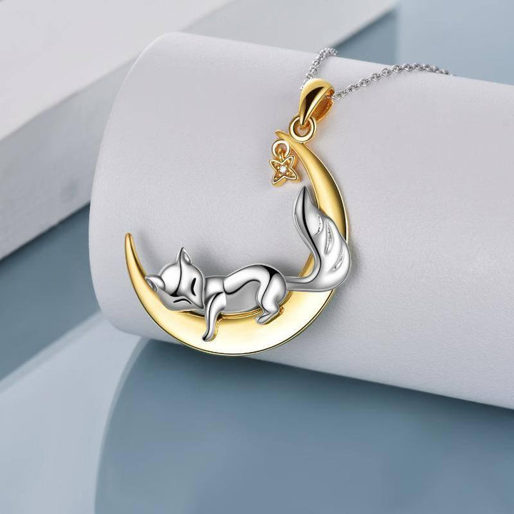 925 Sterling Silver Fox Gift for Women Lucky Gold Fox Necklace Animal Jewelry Gift for Girlfriend - Super Amazing Store